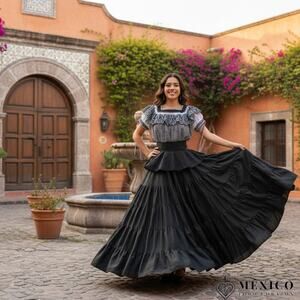 Mexican Black teared skirt only Day of the dead 5 de Mayo single  skirt mexico